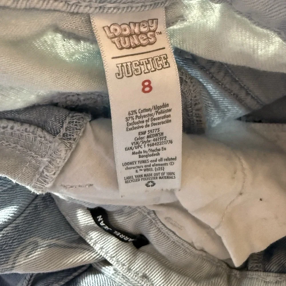 Looney Tunes Girl Barrel Jeans Sz 8 Tweety Bugs Bunny Lola Carpenter Cargo Pants